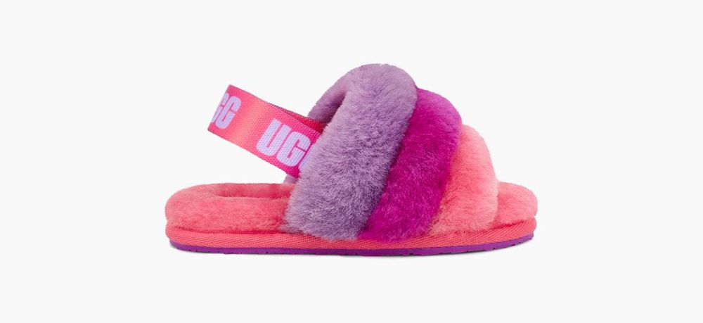 Ugg Fluff Yeah Toddler - Kids Slippers - Pink / Purple Rainbow - NZ (5183VSUCQ)